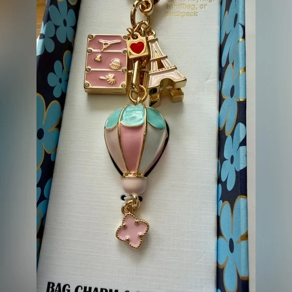 Piper K Paris Themed Bag Charm / Keychain in Gold & Pink - Picture 5 of 14